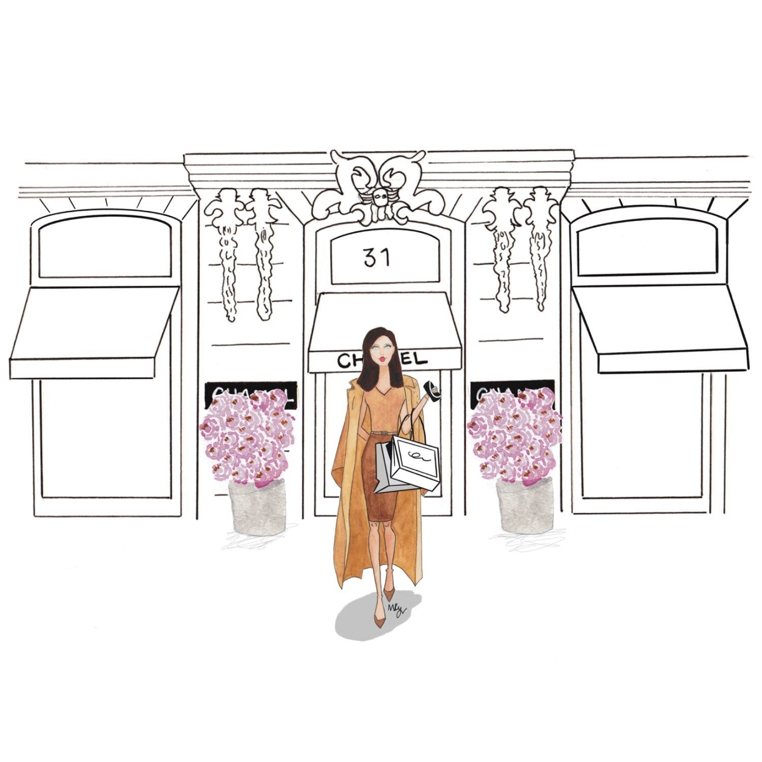 Chanel Paris Boutique Mug | Elegant Illustration Gift for Her | Margot Shay