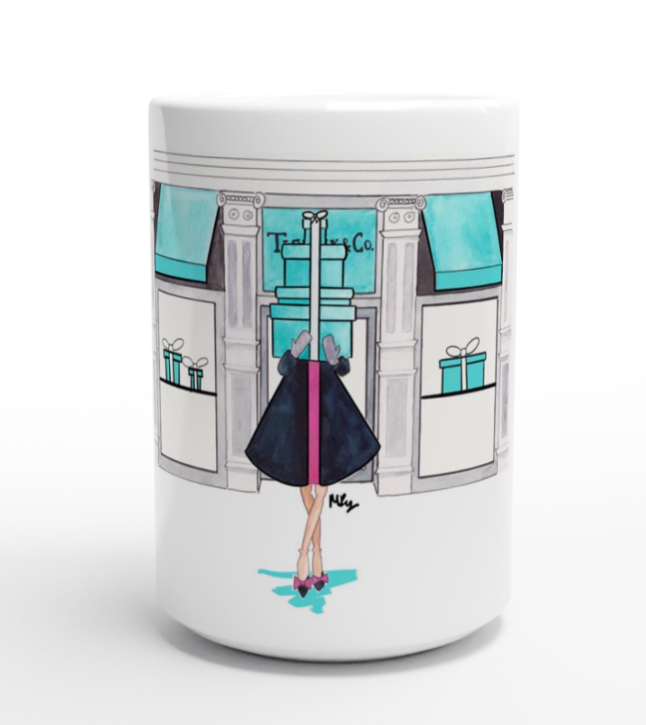 Tiffany & Audrey Hepburn Mug | Elegant Illustration Gift for Her | Margot Shay
