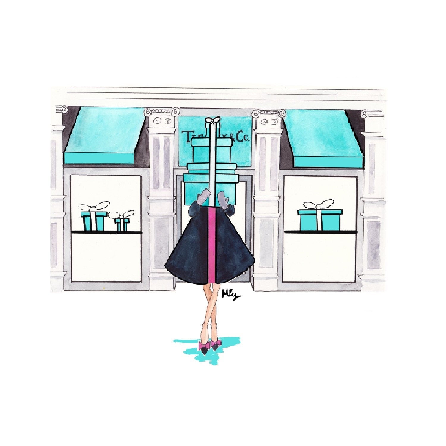 Tiffany & Audrey Hepburn Mug | Elegant Illustration Gift for Her | Margot Shay