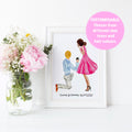 Personalised Engagement Illustration Print | Custom Couple Portrait Gift