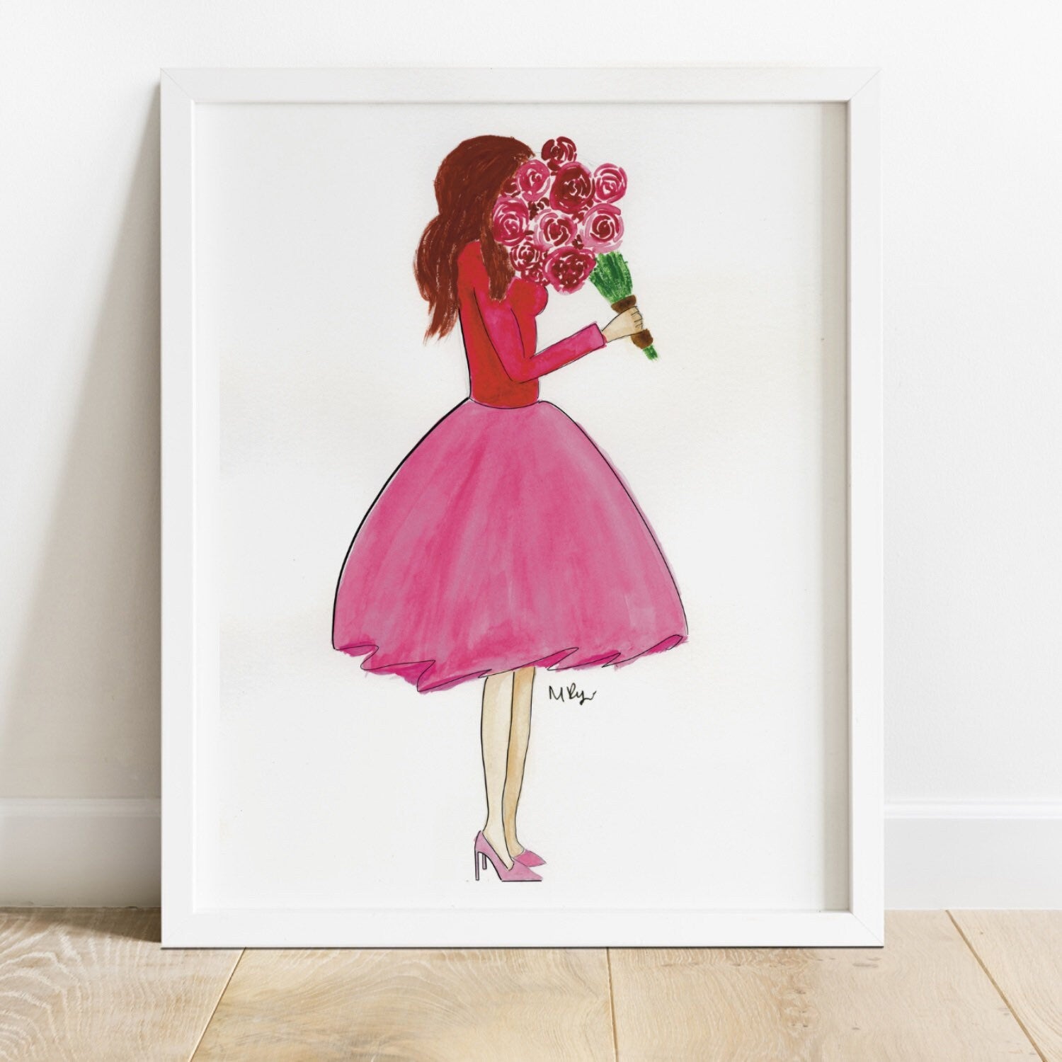 Pink Floral Fashion Illustration Print | Giclée Wall Art | Margot Shay