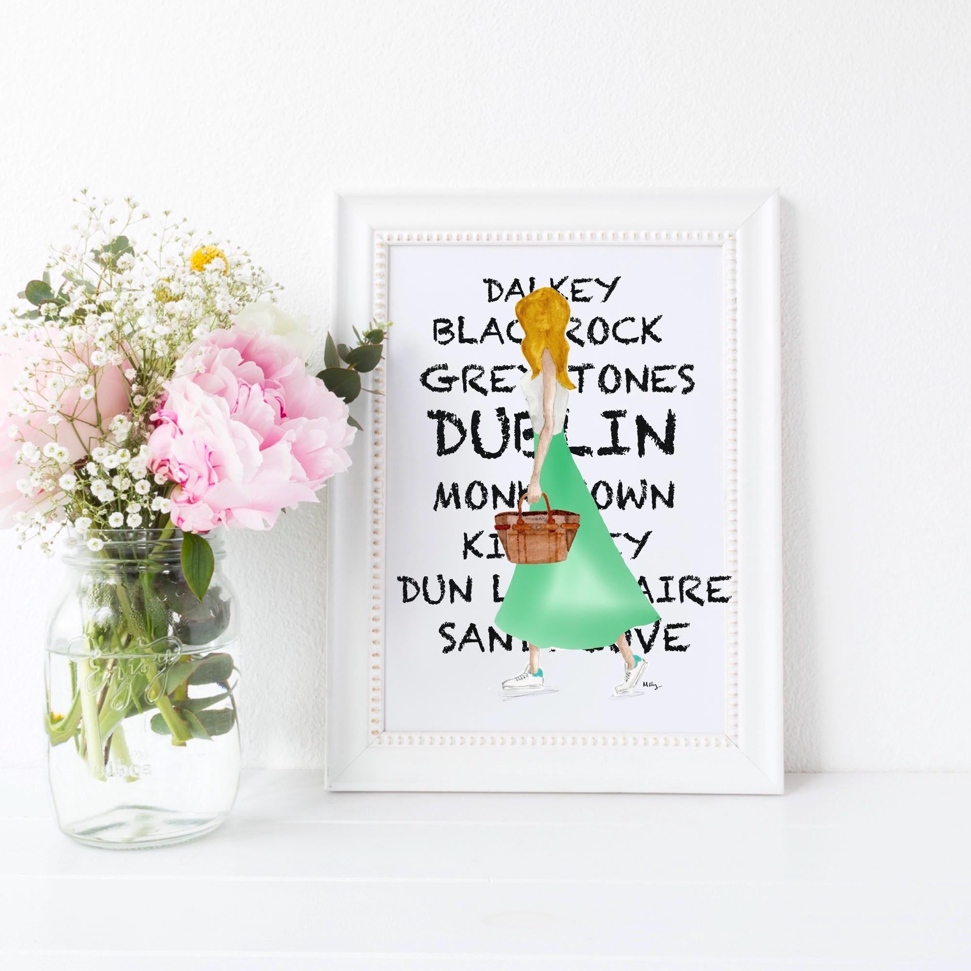 Irish Girl Watercolour Art Print | Dublin Fashion Illustration | Margot Shay