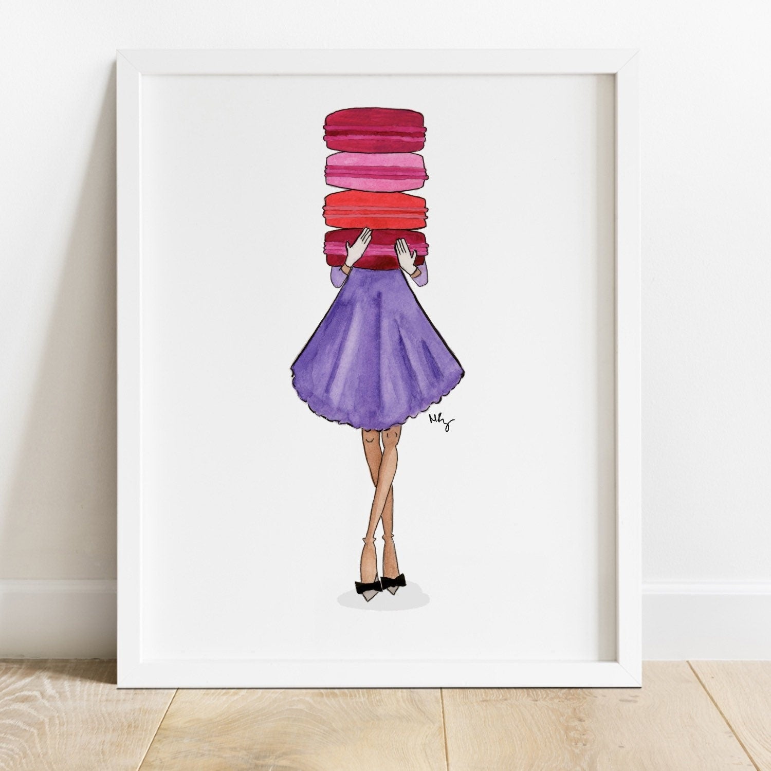 Macaron Cake Illustration Print | Pretty Wall Art | Margot Shay