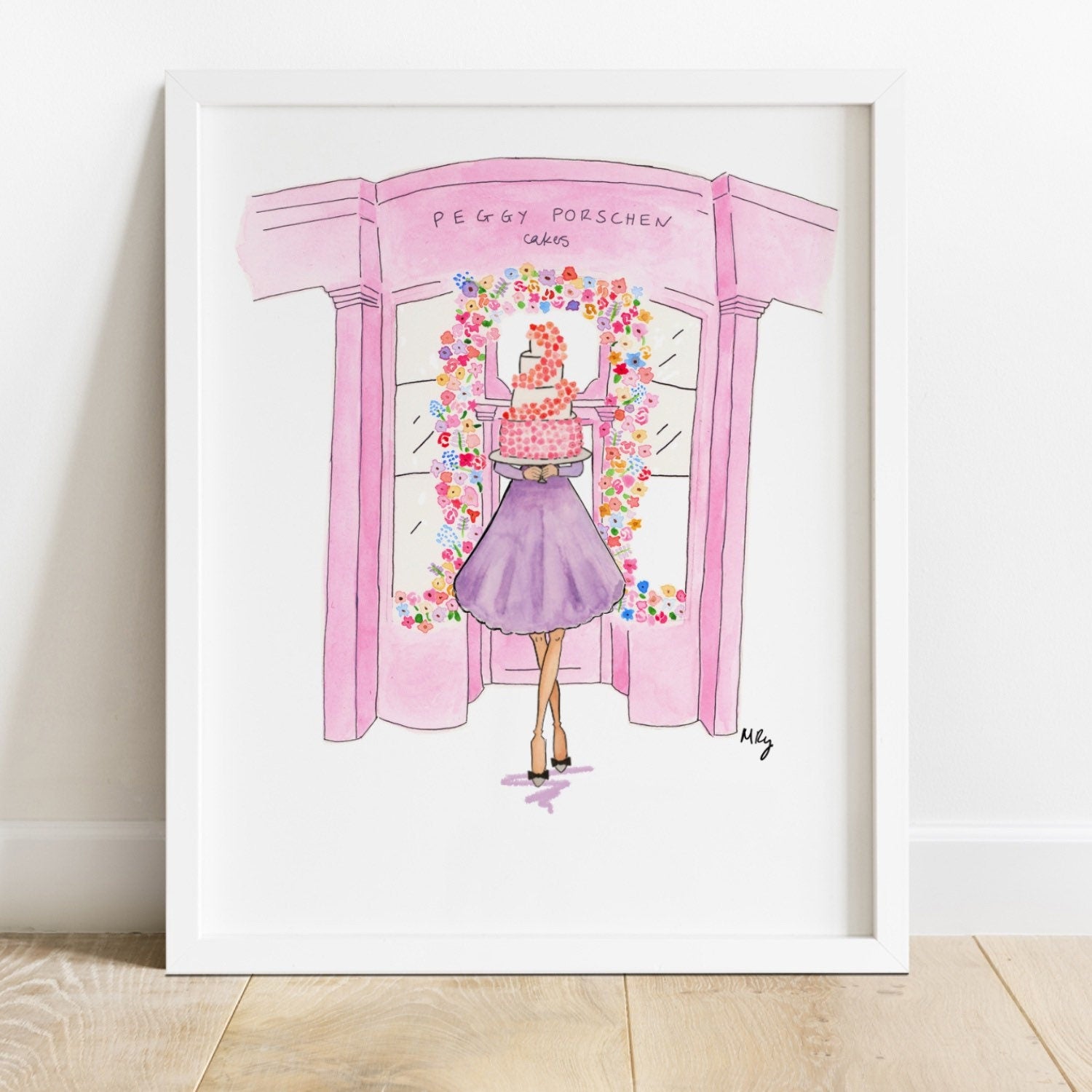 Pink London Cake Shop Print | Giclée Watercolour Wall Art | Margot Shay