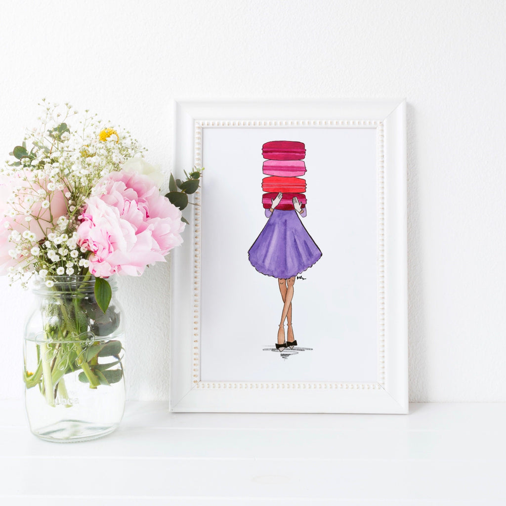 Macaron Cake Illustration Print | Pretty Wall Art | Margot Shay