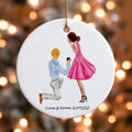 Personalised Engagement Christmas Bauble – Custom Couple Illustration | Keepsake Gift
