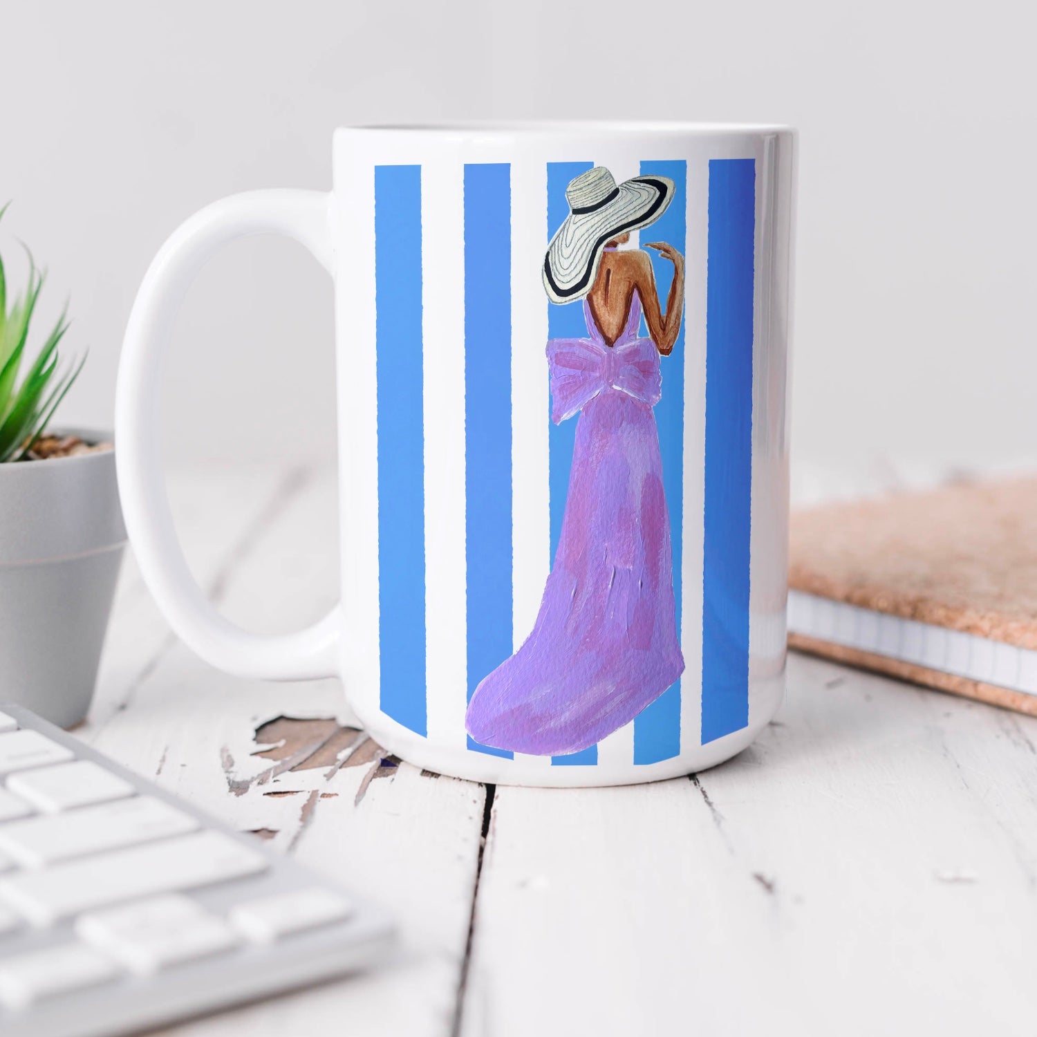 Blue Stripe Fashion Illustration Mug | Stylish Gift for Her | Margot Shay