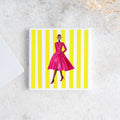 Yellow Stripe Ceramic Coaster featuring fashion illustration
