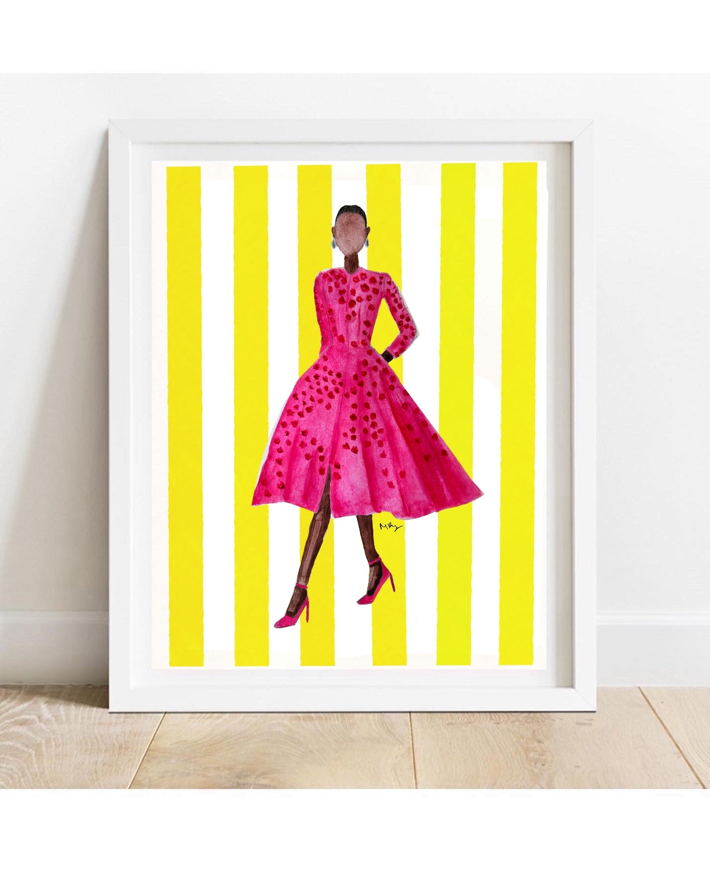 Yellow Stripe Fashion Illustration Art Print | Stylish Gift for Her | Margot Shay
