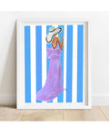 Blue Stripe Fashion Illustration Art Print | Stylish Gift for Her | Margot Shay
