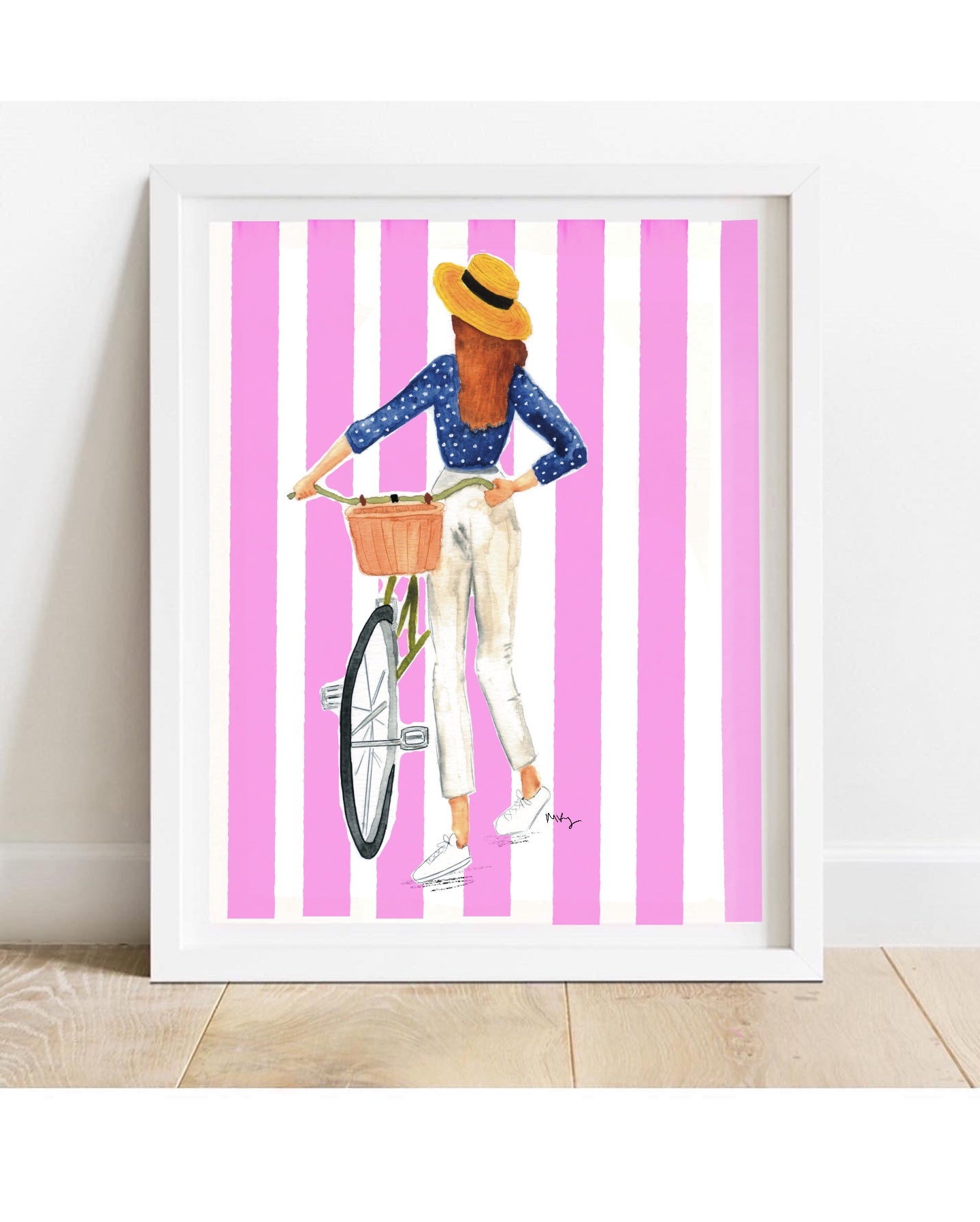 Pink Stripe Fashion Illustration Art Print | Stylish Gift for Her | Margot Shay