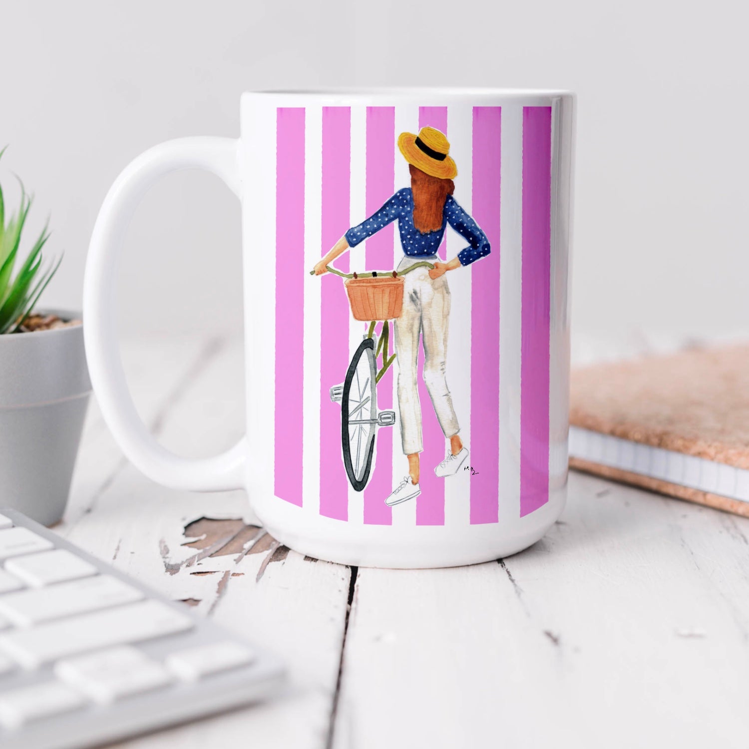 Pink Stripe Fashion Illustration Mug | Stylish Gift for Her | Margot Shay