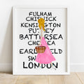 London Fashion Illustration Print | Pink Giclée Wall Art | Margot Shay
