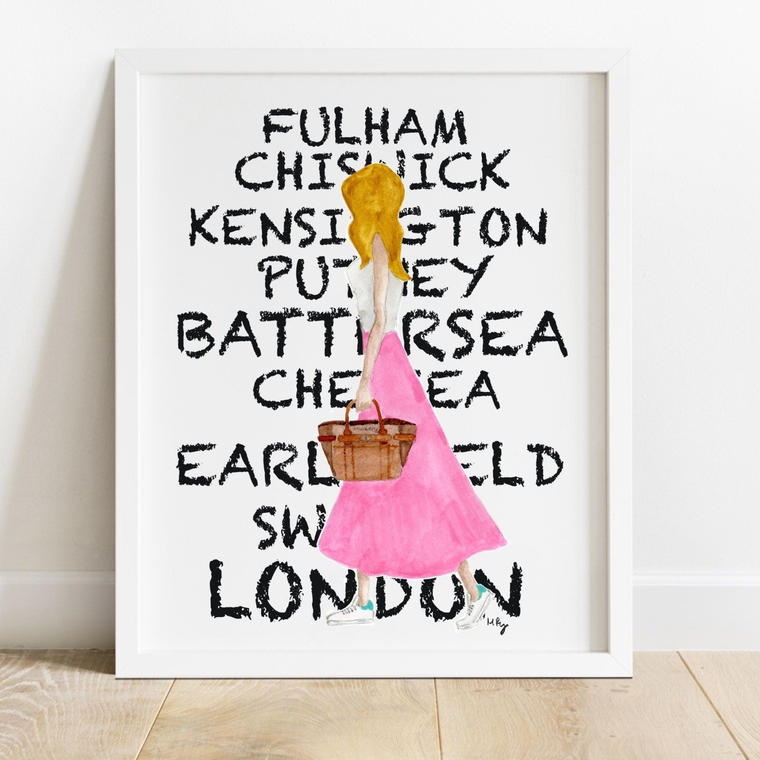 London Fashion Illustration Print | Pink Giclée Wall Art | Margot Shay