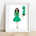 Irish Girl Watercolour Art Print | Shamrock Illustration | Margot Shay
