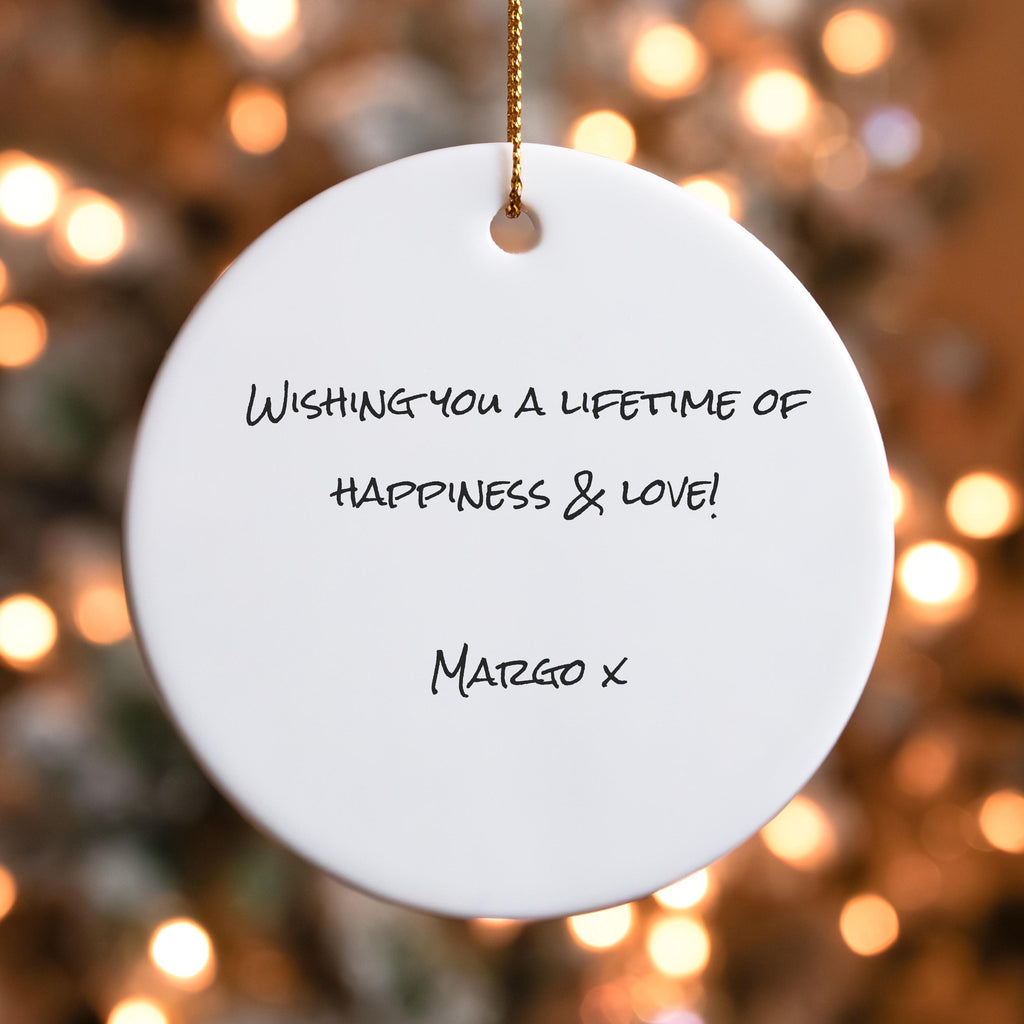 Personalised Engagement Christmas Bauble – Custom Couple Illustration | Keepsake Gift