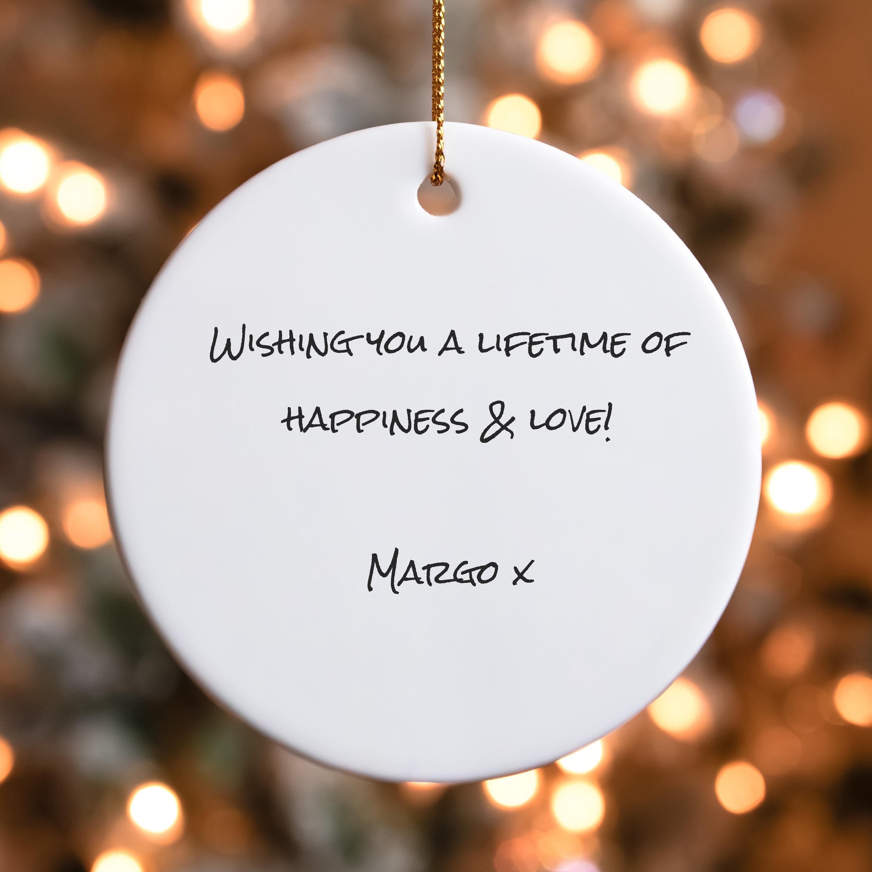 Personalised Engagement Christmas Bauble – Custom Couple Illustration | Keepsake Gift