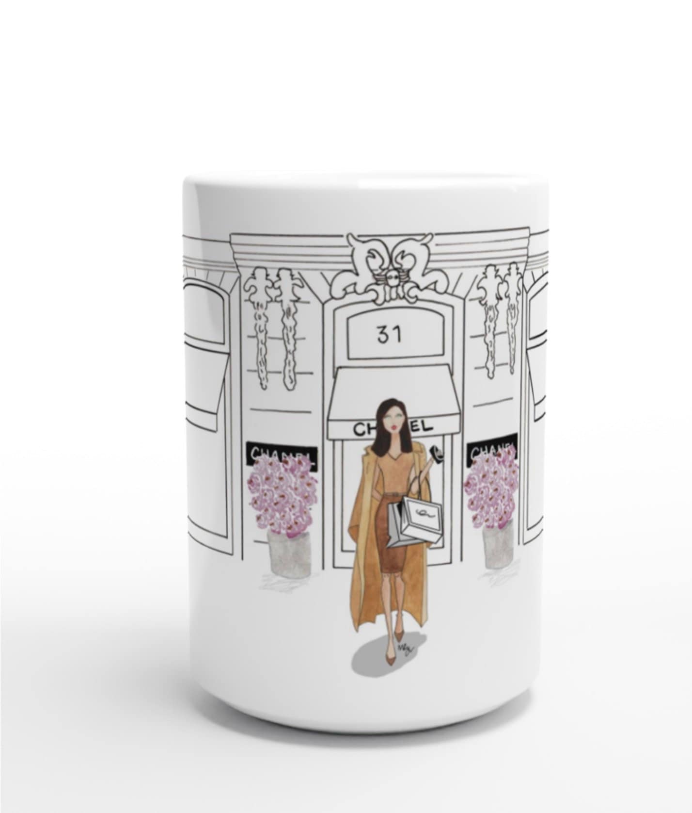 Chanel Paris Boutique Mug | Elegant Illustration Gift for Her | Margot Shay