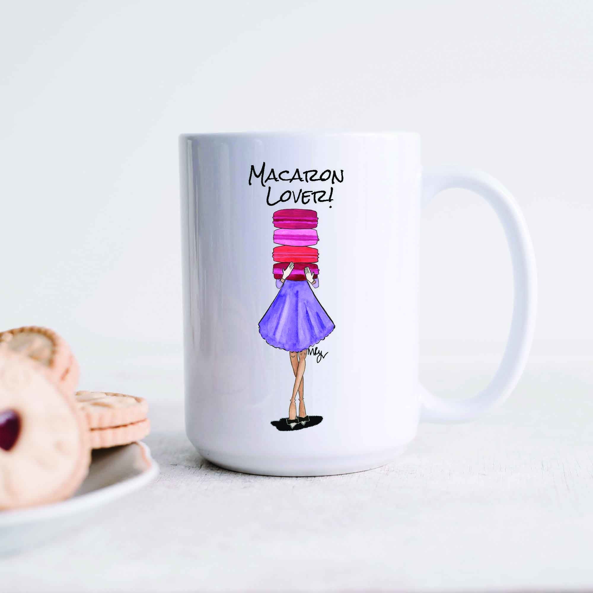Macaron Lover Ceramic Mug | Handmade Illustration | Margot Shay