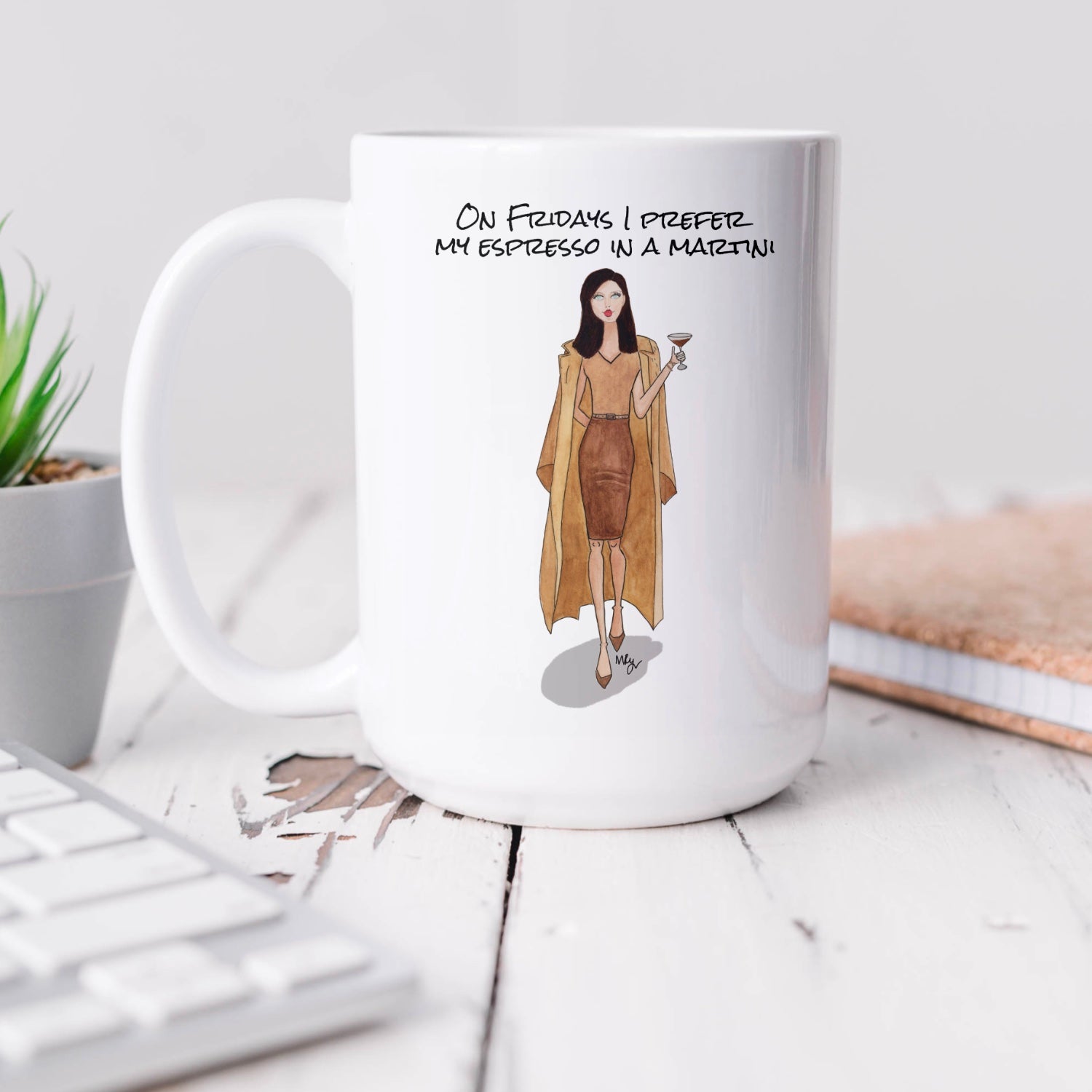 On Fridays I Prefer My Espresso In A Martini | Funny Illustrated Coffee Mug | Margot Shay